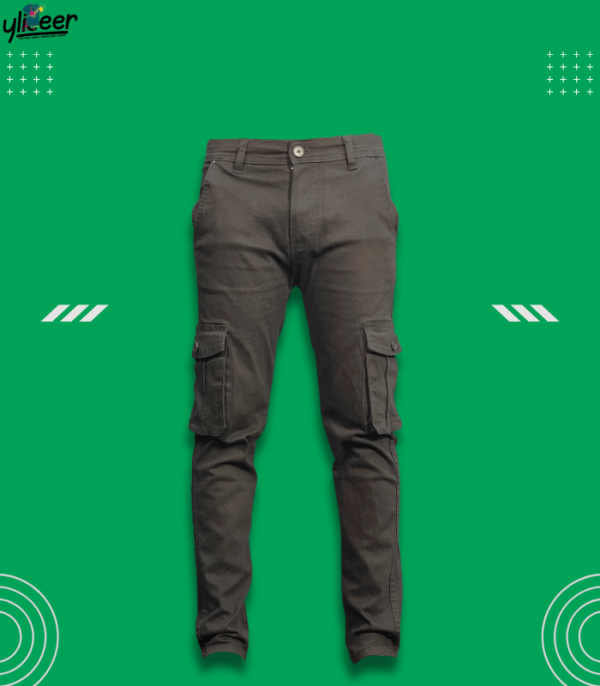 Man's 6 Pocket Black Color Exclusive Cargo Mobile Pant Gabardine