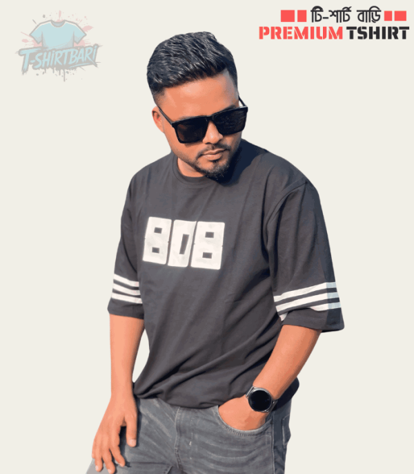 Mens Premium Drop Shoulder Black T-Shirt