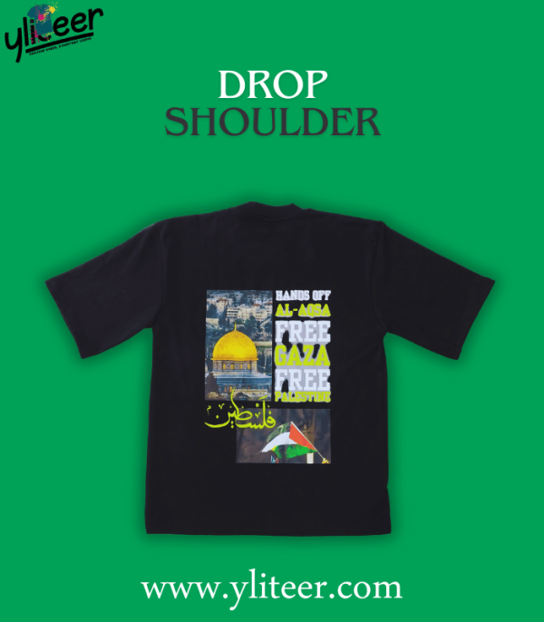 Premium Save Palestine and Gaza Printed Drop Shoulder T-Shirt For Men - Image 2